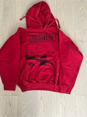 Red Brooklyn Graphic Zip-Up Hoodie Sweatshirt